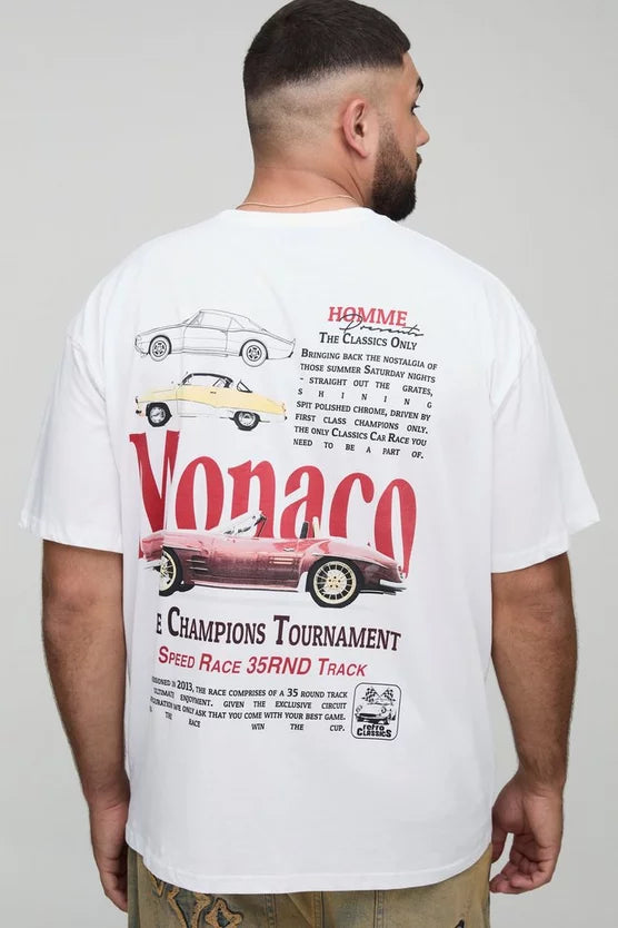 Plus Oversized Monaco Car Graphic T-Shirt