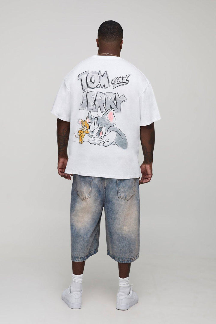 Plus Oversized Tom & Jerry License Print T-Shirt