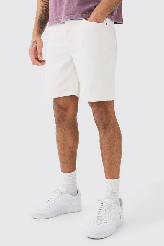Slim Rigid Denim Shorts In White