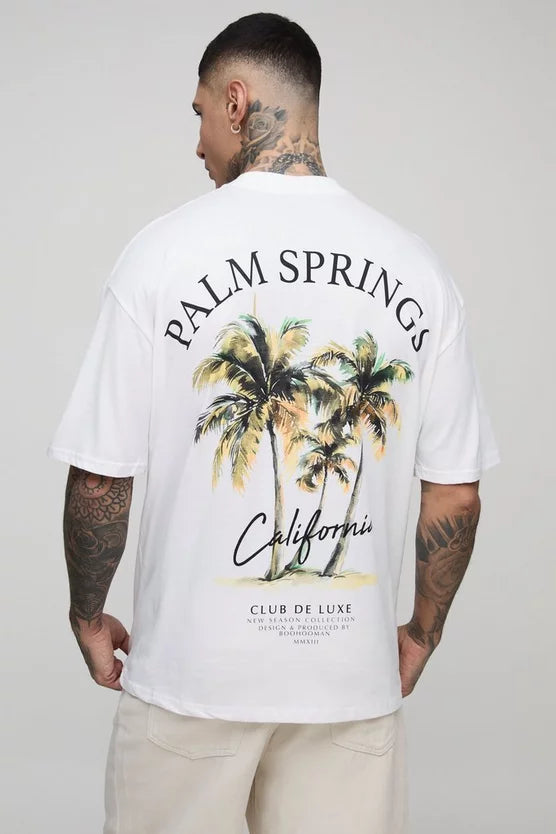 Tall Oversized Palm Springs California Printed T-Shirt