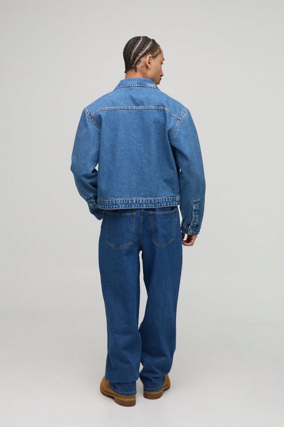 Baggy Blue Washed Paneled Jeans