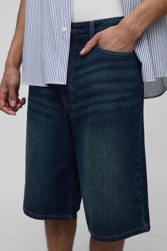 Regular Fit Washed Denim Jorts