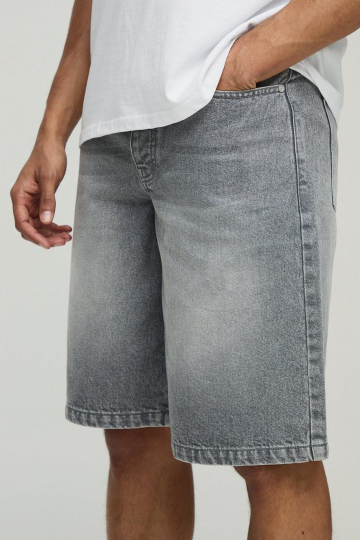 Denim Jorts In Stonewashed Grey