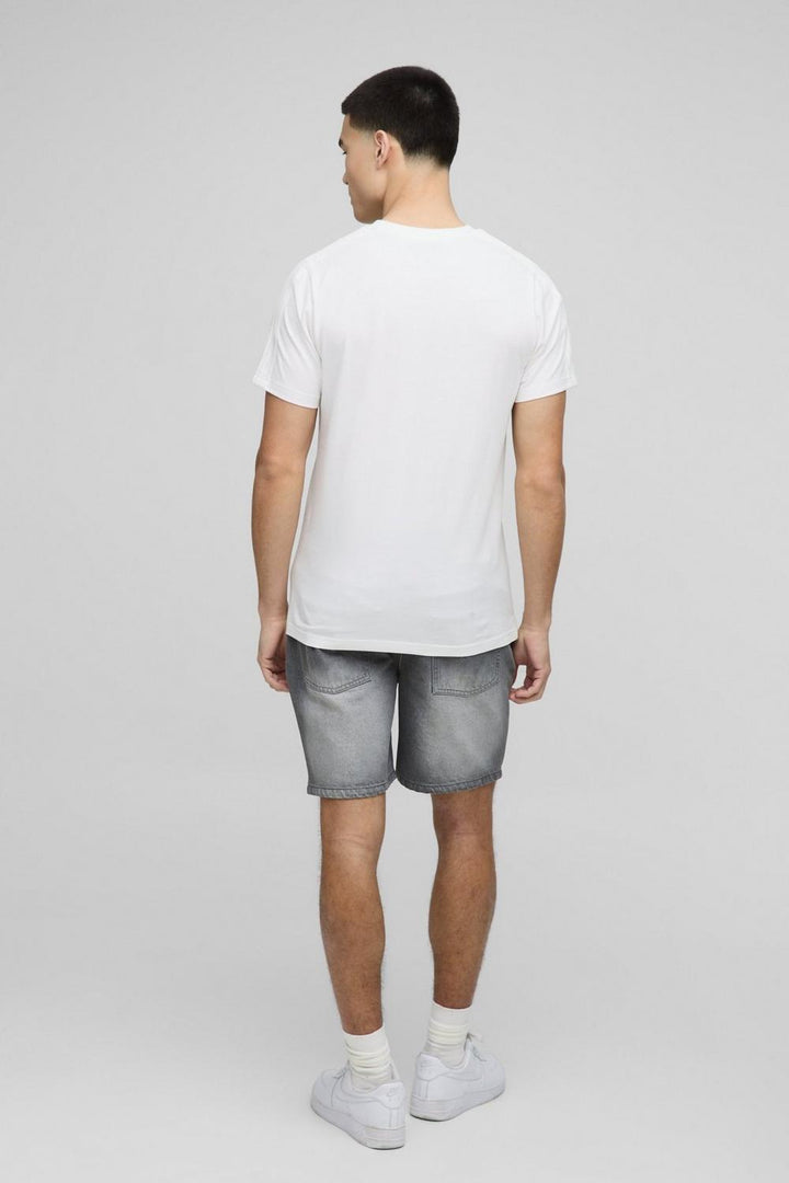Slim Rigid Denim Shorts In Stonewashed Grey