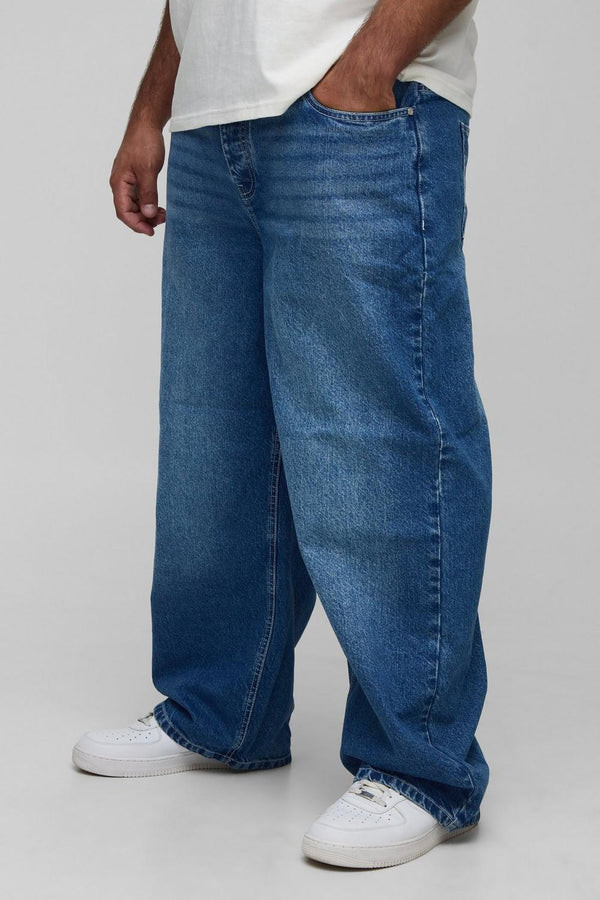 Plus Relaxed Rigid Contrast Stitch Jeans