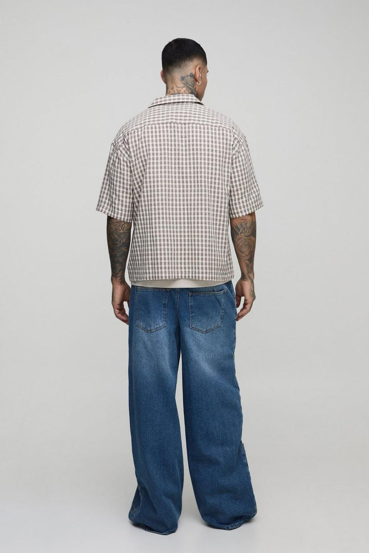 Tall Super Baggy Contrast Stitch Elasticated Waist Cargo Jeans