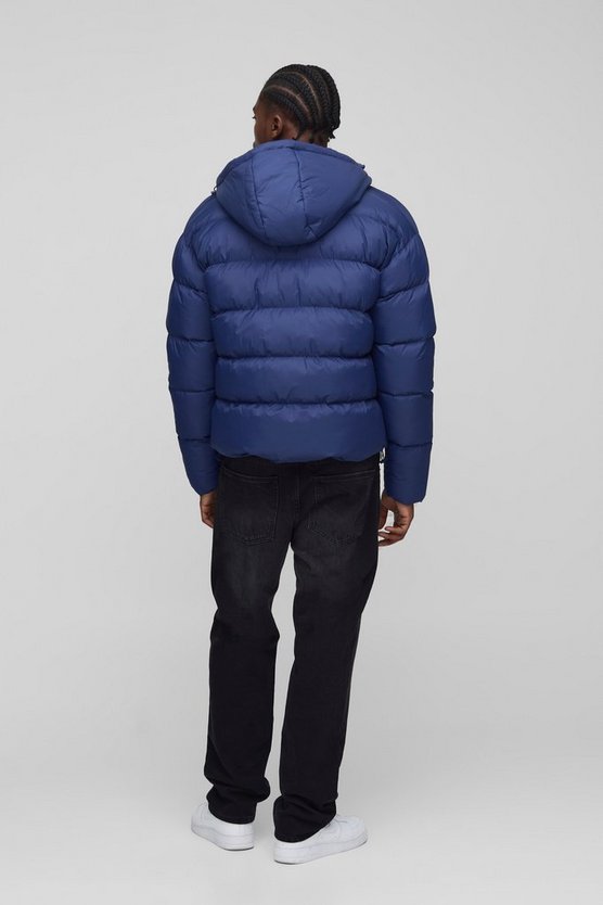 Oversized Boxy Faux Double Layer Hooded Puffer Jacket