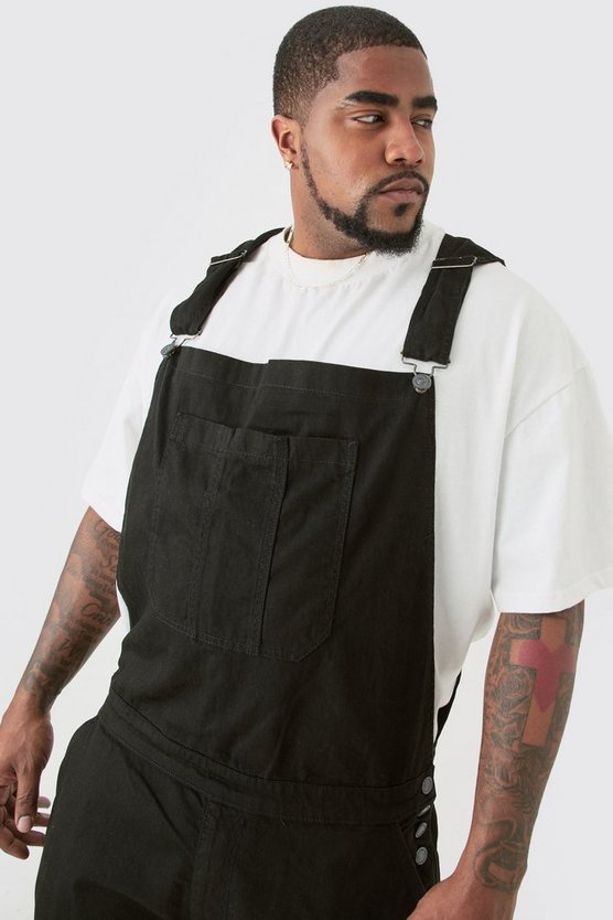 Plus Dungaree Short In True Black