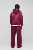 Oversized Boxy Worldwide Embroidered Zip Through Hoodie