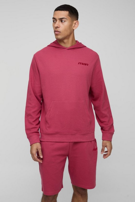 Regular Fit Waffle MAN Varsity Hoodie