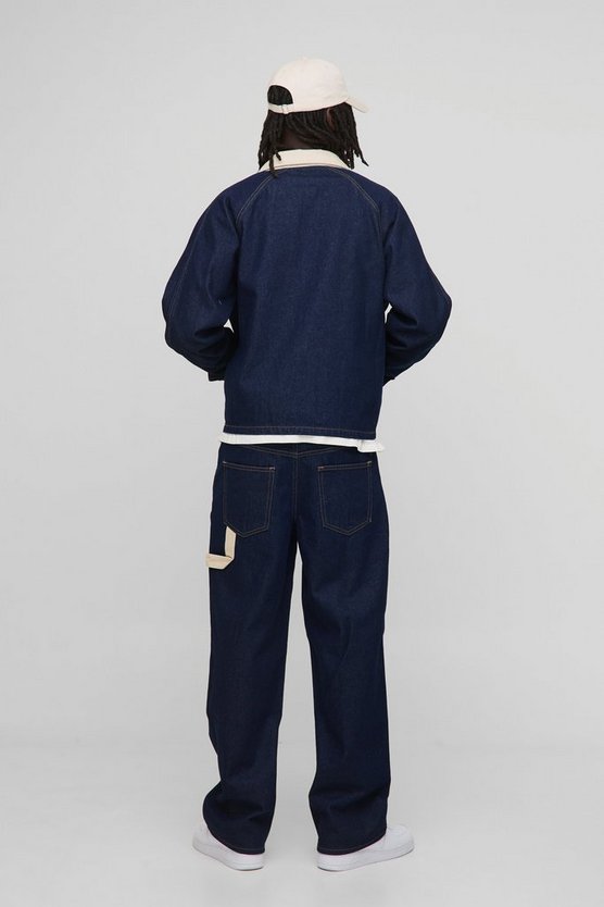 Regular Fit Indigo Denim Harrington Jacket