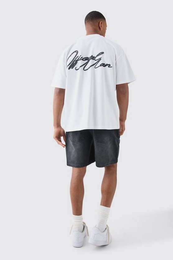 Relaxed Rigid Denim Shorts In Charcoal