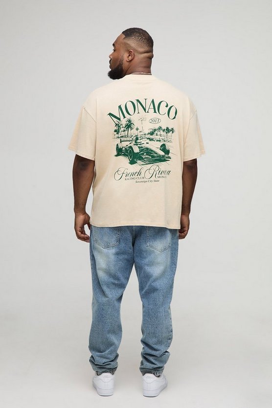 Plus Oversized Monaco Racing Print T-Shirt