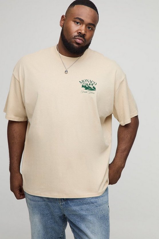 Plus Oversized Monaco Racing Print T-Shirt