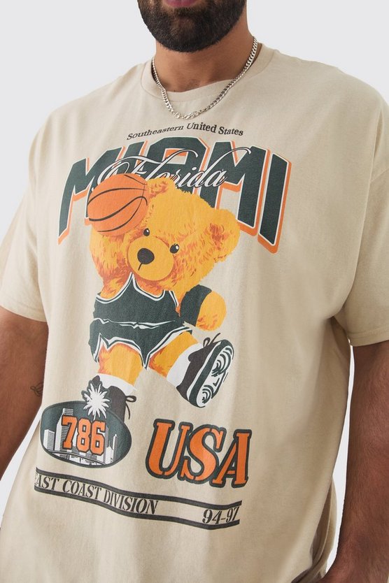 Plus Oversized Varsity Teddy Graphic T-shirt