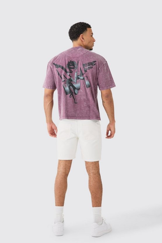 Slim Rigid Denim Shorts In White