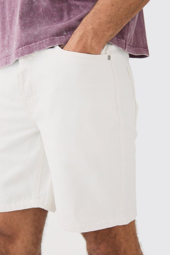 Slim Rigid Denim Shorts In White