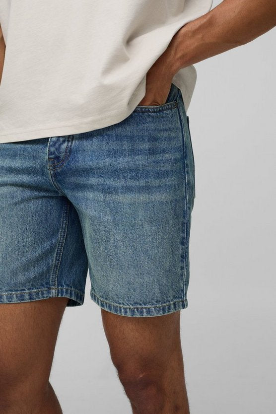 Slim Rigid Vintage Blue Denim Shorts