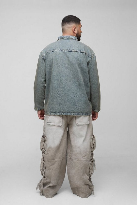 Plus Baggy Rigid Multi Pocket Strap Detail Cargo Jeans