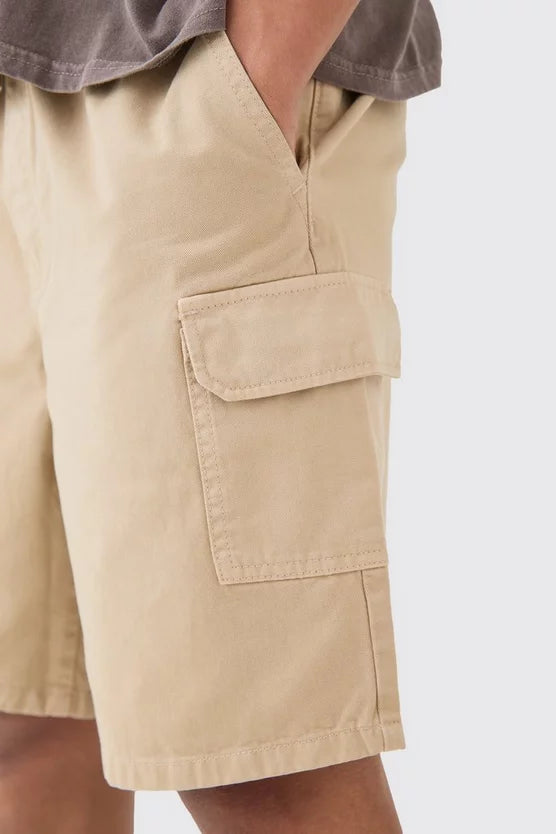 Relaxed Fit Elasticated Waist Cargo Shorts