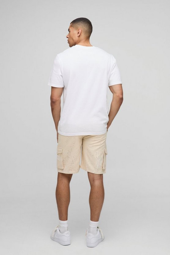 Relaxed Fit Mid Length Printed Cargo Shorts