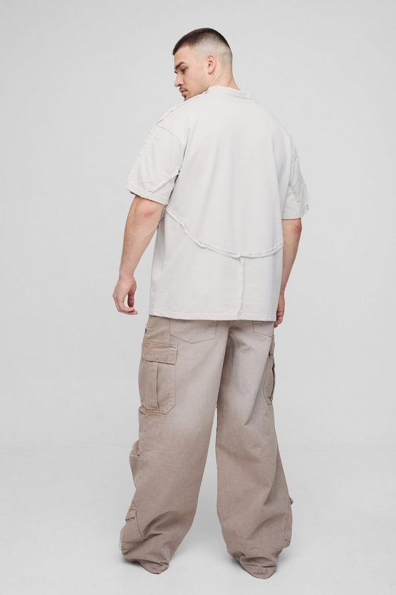 Tall Elasticated Waist Acid Wash Parachute Cargo Jeans
