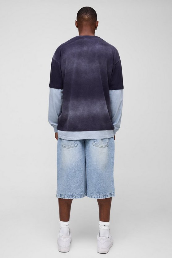 Washed Distressed Hem Jorts