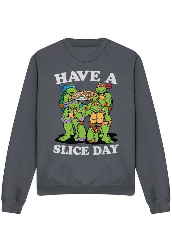 Tmnt Have A Slice Day Crew Sweatshirt, Charcoal