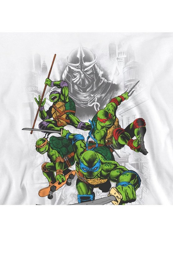 Tmnt Shredder And Turtles Comic Crew Sweatshirt, White