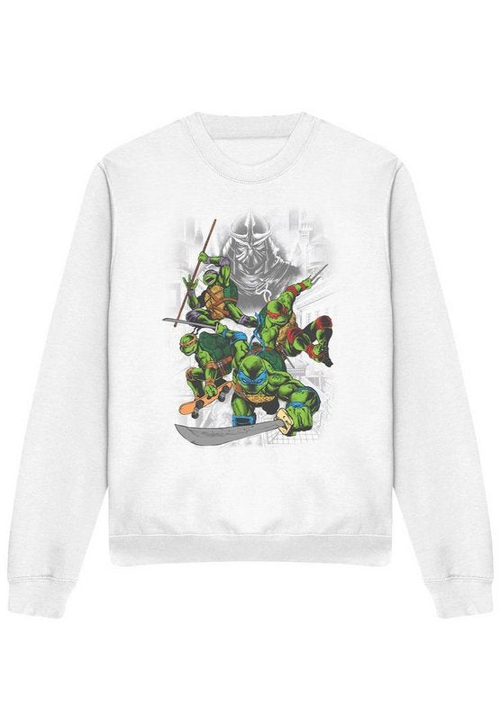 Tmnt Shredder And Turtles Comic Crew Sweatshirt, White