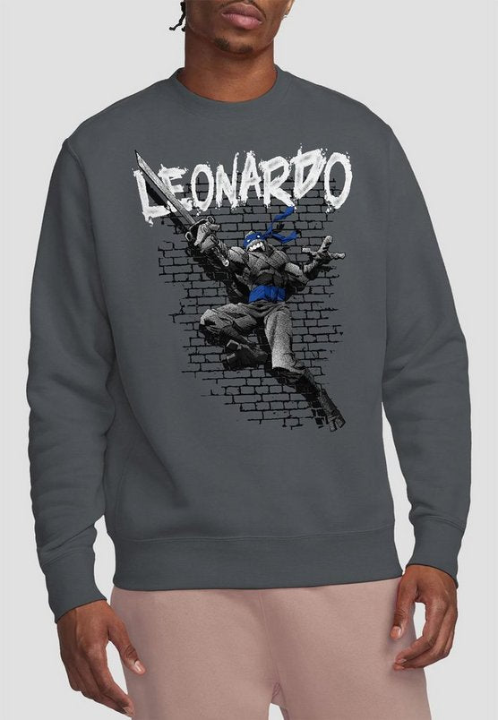 Tmnt Tmnt Leonardo Crew Sweatshirt, Charcoal