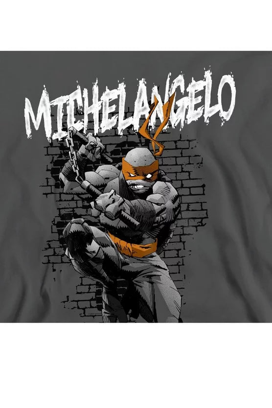 Tmnt Tmnt Michelangelo Crew Sweatshirt, Charcoal