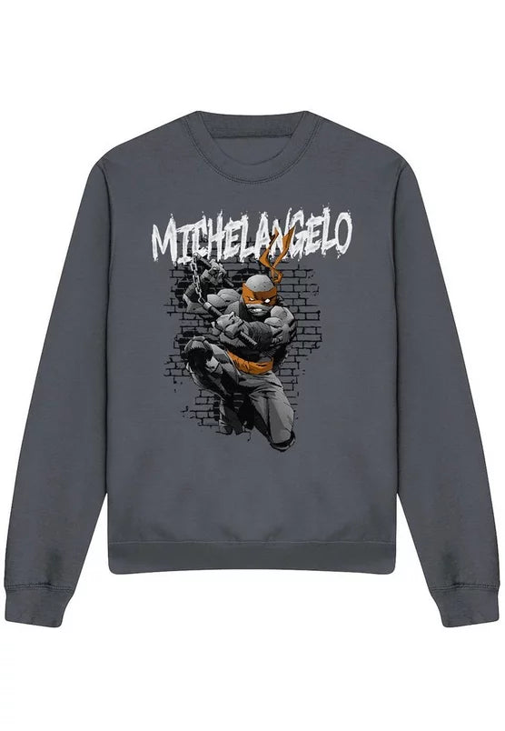 Tmnt Tmnt Michelangelo Crew Sweatshirt, Charcoal