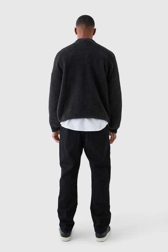 Relaxed Rigid Top Stitch Detail Carpenter Jean In Black