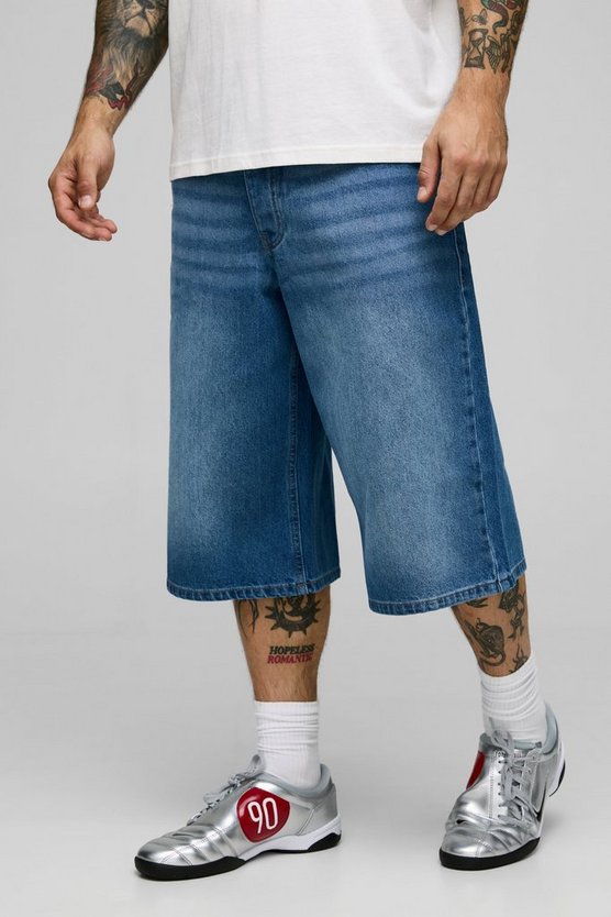Longline Washed Denim Jorts