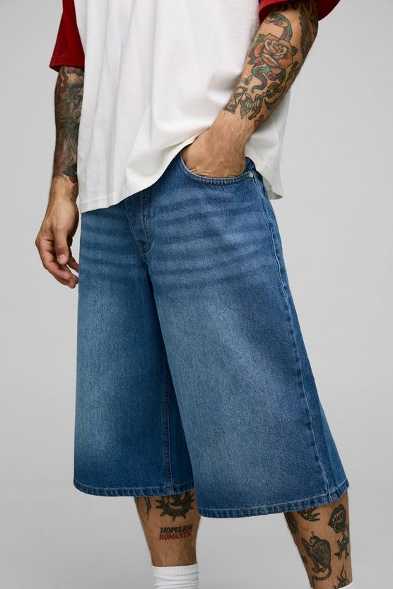 Longline Washed Denim Jorts