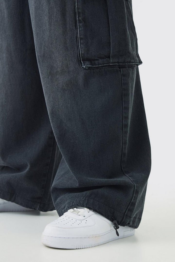 Plus Denim Cargo Parachute Jeans