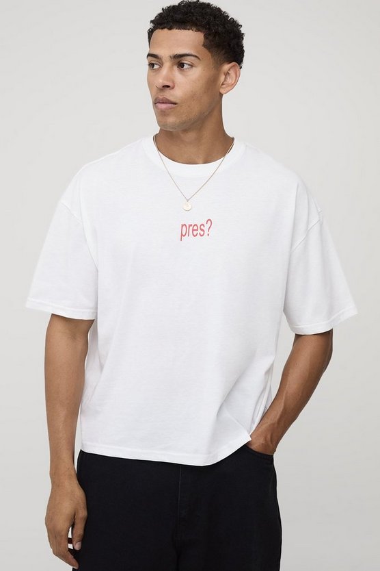 White Oversized Boxy Pre's Printed T-Shirt