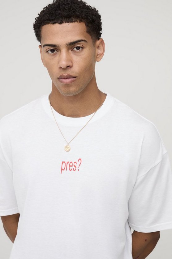 White Oversized Boxy Pre's Printed T-Shirt
