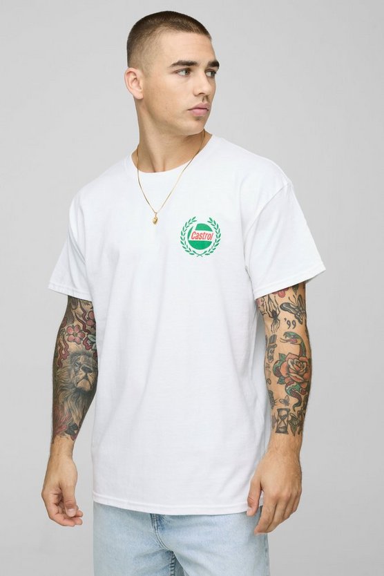 Oversized Castrol Racing License Printed T-Shirt