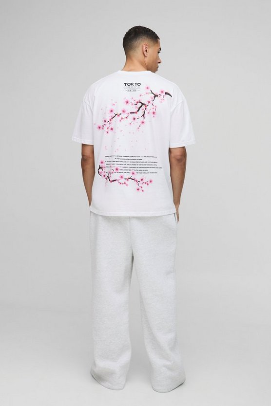 Oversized Cherry Blossom Print T-Shirt
