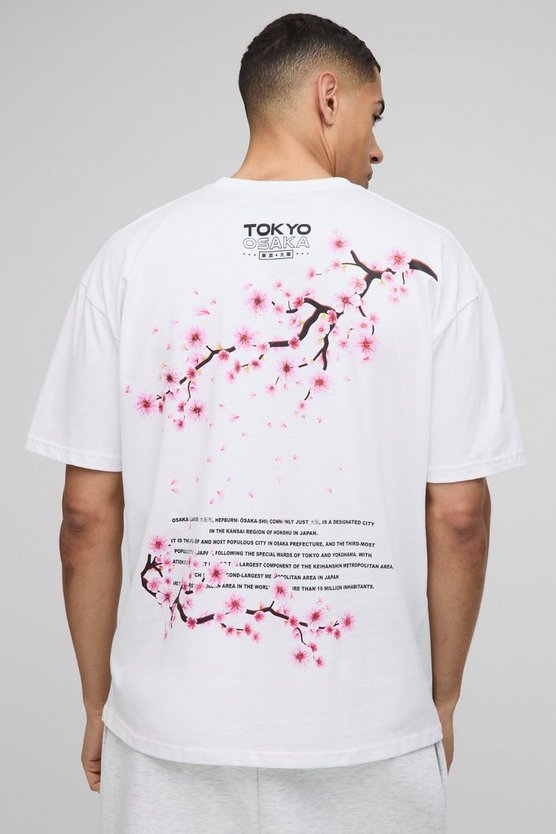 Oversized Cherry Blossom Print T-Shirt