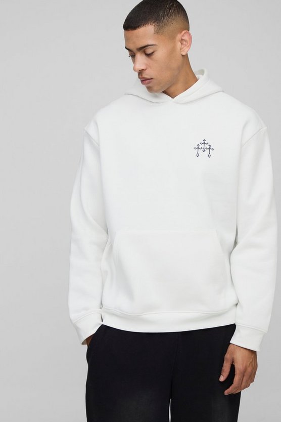 Oversized Cross Printed Hoodie