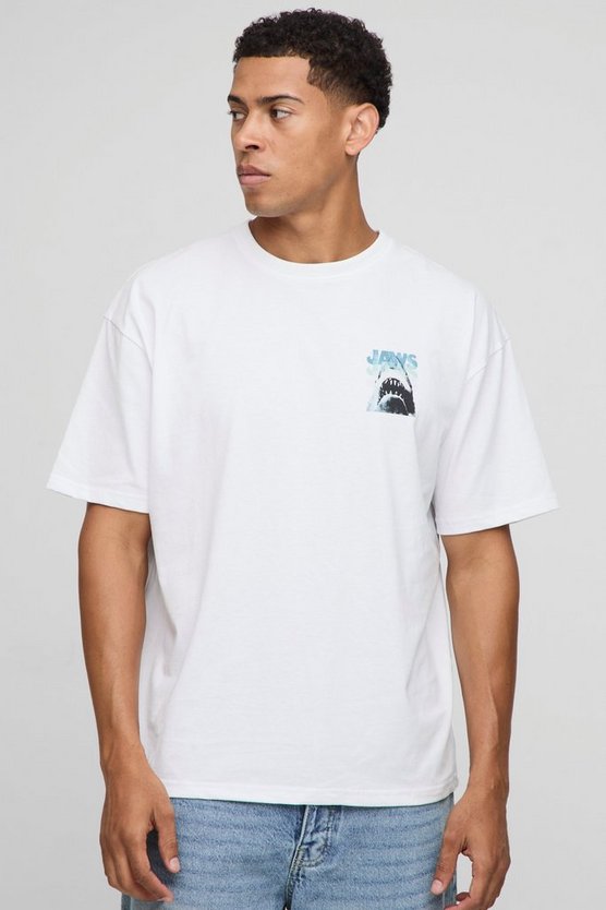 White Oversized Jaws License T-Shirt