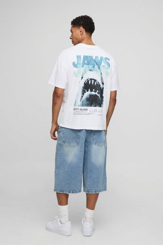 White Oversized Jaws License T-Shirt