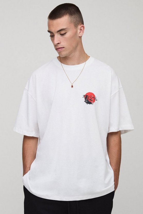 White Oversized Tokyo Printed T-Shirt