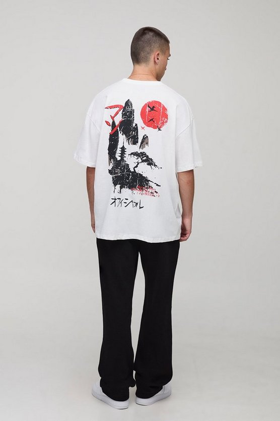 White Oversized Tokyo Printed T-Shirt