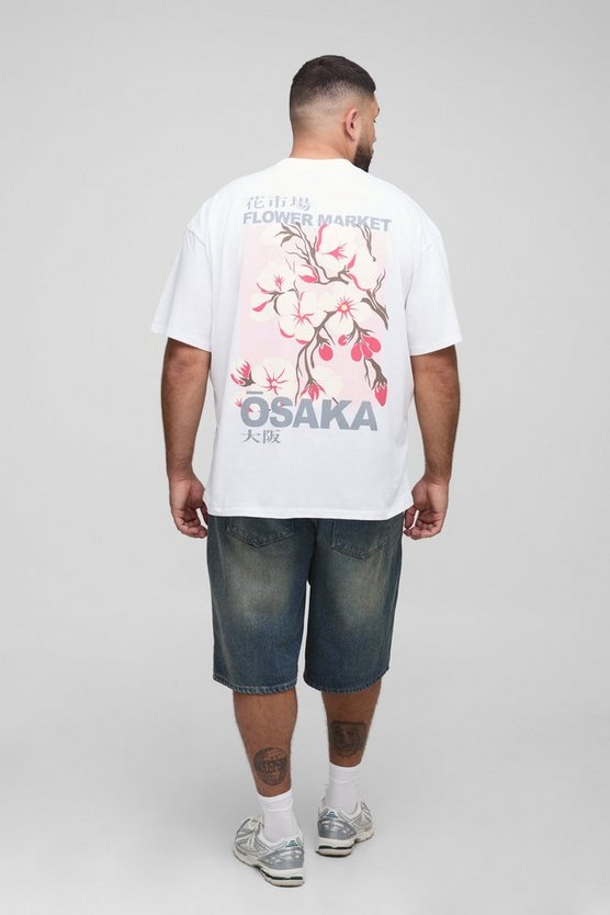 Plus Osaka Cherry Blossom Graphic Oversized T-Shirt