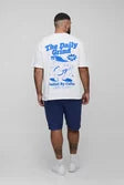 Plus Oversized Extended Neck Daily Grind Cartoon Graphic T-Shirt