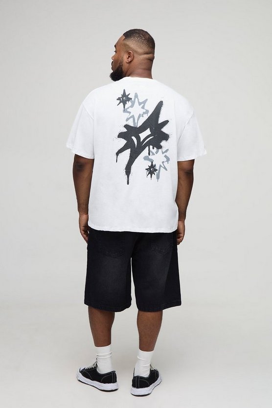 Plus Oversized Graffiti Man Print T-Shirt
